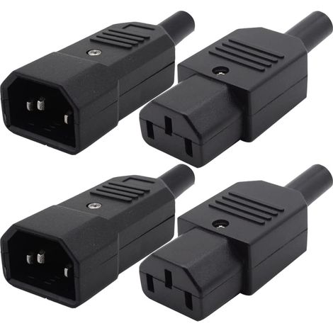 4pcs IEC 320 C14 Mâle Prise à C13 Femelle Prise,IEC C14 Kettle Plug,Ordinateur imprimante Moniteur Plug,Secteur Connecteur (1/5)