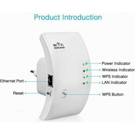 Répéteur WiFi Amplificateur WiFi 300Mbps Couvre Jusqu'à 200㎡, WiFi Extender Booster Point d'Accès Port, Augmente la Couverture WiFi,Compatible avec Toutes Les Box Internet, Ethernet Port, WP (1/3)