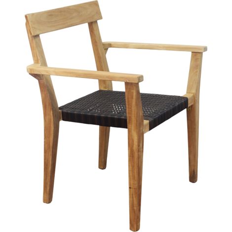PAGAN - poltrona impilabile in teak e wicker (1/5)