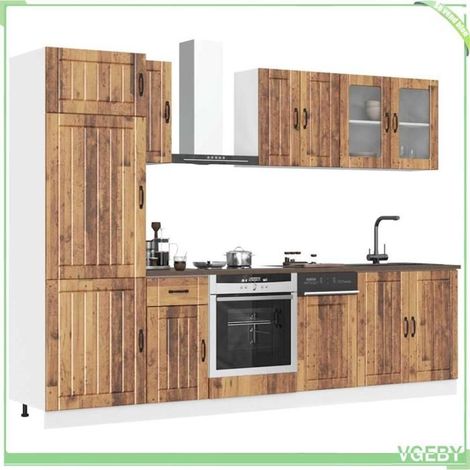 Ensemble d'armoires de cuisine 8 pcs - Kalmar - vieux bois - bois d'ingénierie - pieds réglables (1/5)