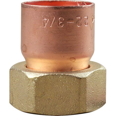 Ibp Bänninger – Raccord laiton douille droite écrou prisonnier 3/4" (20/27) – Tube cuivre Ø22mm – A visser et souder sur tube cuivre