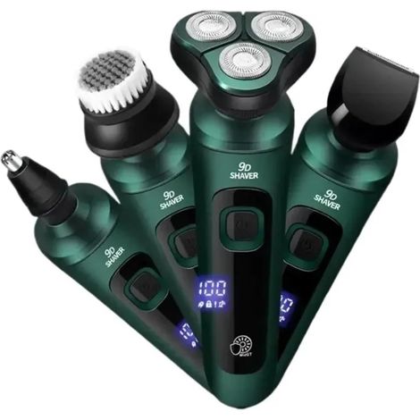 rasoir electriques hommes-Rasoir électrique multifonction pour hommes – 3 têtes flottantes, écran LED, USB rechargeable (4-en-1)