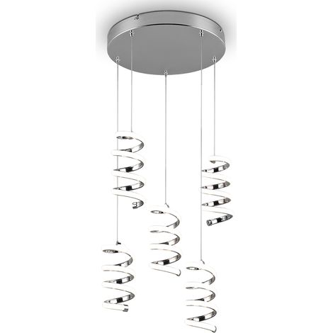LAOLA SOSPENSIONE LED 40W 6250lm, 4000K5 SPIRALI CROMATE DIMMERABILE CON INTERRUTTORE D. 45CM (1/5)