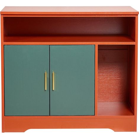 Meuble à litière chat 79,2 cm, armoire cachée avec étagère et rangement, style moderne table de chevet, rouge et, vert (1/5)