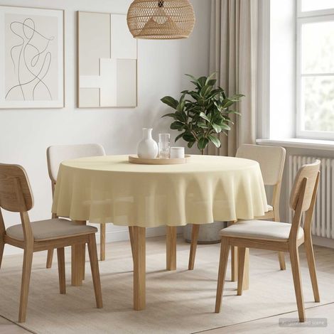 vidaXL Tissu de Table Rond Crème blanc Ø 160 cm Polyester (1/5)