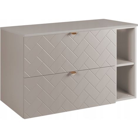 Rodan Waschbeckenunterschrank 100 cm, Beige Matt, 46 x 100 x 62,3 cm, mit Waschtischplatte und beigem Badregal, feuchtraumgeeignet, Badmöbel