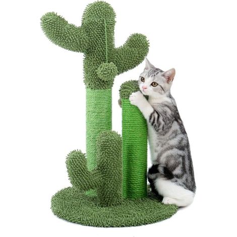 Arbre à chat en forme de cactus mignon avec jouets à balles, poteaux à gratter pour chats, chaton, arbre à grimper, jouet pour chat, protège les meubles (1/3)