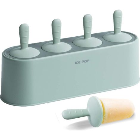 Juego de 4 moldes para paletas de hielo, moldes de silicona caseros para paletas de hielo, moldes para paletas de hielo fáciles de desmoldar, moldes para paletas de hielo reutilizables (verde) (1/4)