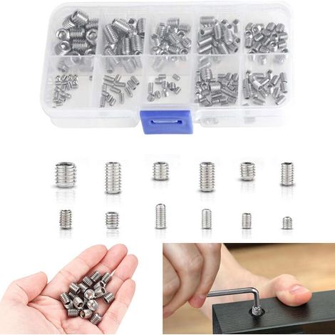 Lot de 200 vis Allen en acier inoxydable – Tête hexagonale M3 M4 M5 M6 M8 – Résistantes à la rouille – Avec boîte de rangement - 200Pcs (1/5)