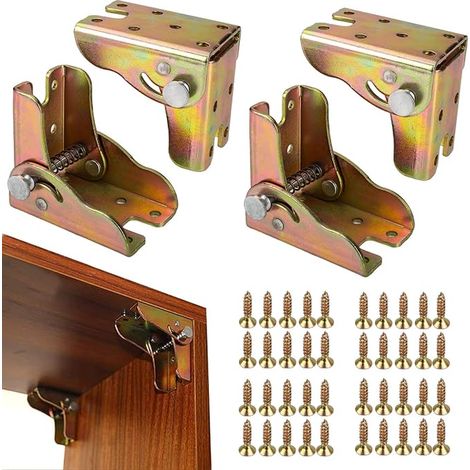 Charnières Pliantes, Charniere Pliante Autobloquante, Charnière Pliante à 90 Degrés, Supports de Pieds de Table Pliables, Charnières de Pieds Pliables Pliants pour Pieds de Table Lit, avec Vis (1/4)