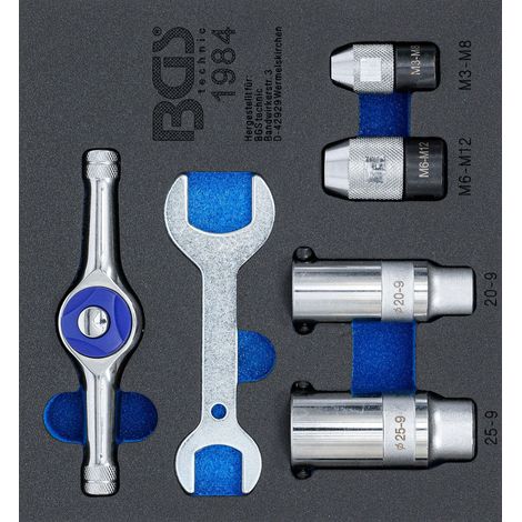 BGS Garniture pour servante d'atelier 1/6 : jeu d'outils de serrage pour tarauds 6 pces - 1984-2 (1/3)