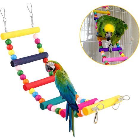 Perch pentru papagal din lemn multicolor, QttvbTna, suport natural pentru pasari, accesoriu cu maner, jucarie pentru cageti si papagali, dimensiune variabila, set complet (1/5)