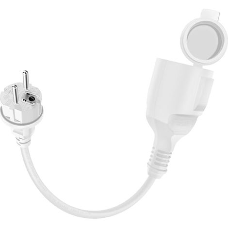 Schuko Electric Extension Cable 16A 250V Short Schuko Extension Cable with Waterproof Rubber, 2 AC Socket for Outdoor or Indoor Use (White, 3 m) (1/4)