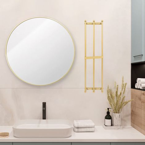 Porte-serviettes mural pour salle de bain, 3 barres, en alliage d'aluminium, porte-rouleau de serviettes doré (1/5)