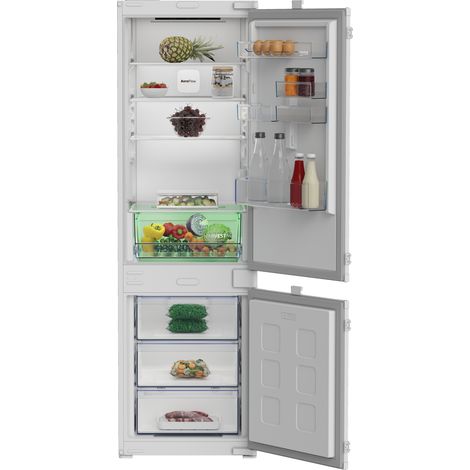 Beko – Réfrigérateur combiné intégrable 270L – Froid ventilé AeroFlow – Technologie HarvestFresh – Écran tactile – Alarme porte ouverte