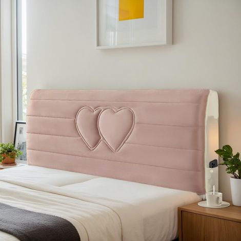 Housse de tête de lit moderne, douce, épaisse, élastique et lavable, avec fonction anti-poussière, rose, 180 cm.