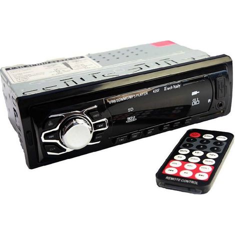 TRADE SHOP - Stereo Autoradio Auto Fm Mp3 Usb Slot Sd Aux Rca Radio 60w X 4 Telecomando Ec4207 - (1/3)