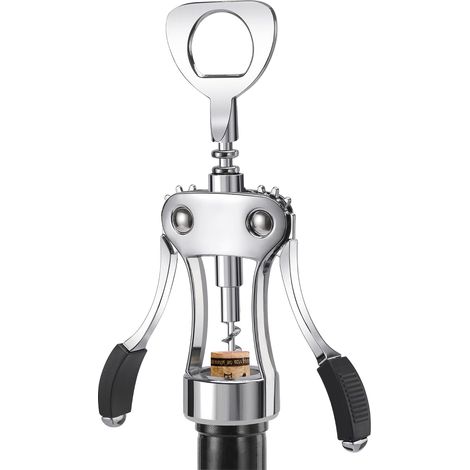 [NUNCA USADO]sacacorchos profesional，Sacacorchos clásico de alas ， Abridor de vino fácil de utilizar con abrebotellas de cerveza ，Diseño ergonómico y resistente fabricado en acero cromado ，Empuñaduras (1/5)