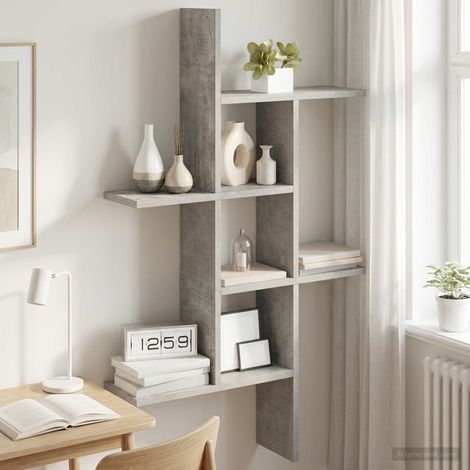 vidaXL Étagère Murale Gris béton 61 x 15 x 102 cm Bois d'ingénierie (1/5)