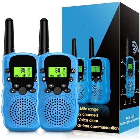 Talkie-Walkie Enfant - Communication Sans Fil - Lampe Torche Intégrée - Écran LCD Rétroéclairé - 3 à 12 Ans - Lot de 2 (1/4)