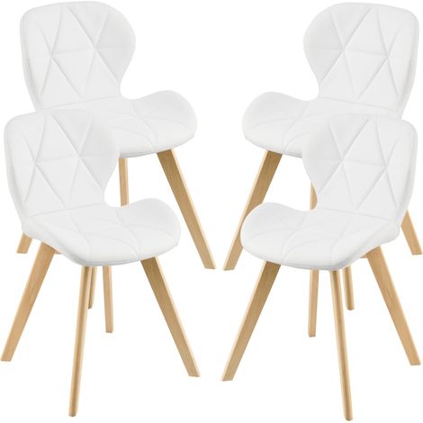 Set 4 sedie in ecopelle 81 x 57 x 49 cm bianco 030006773