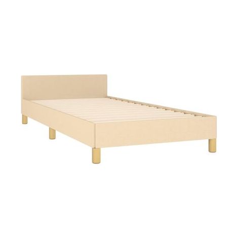 Cadre de lit couleur crème (sans matelas), 80 × 200 cm, tissu, tissu doux et respirant, pour chambre, confort quotidien, assemblage rapide (1/5)