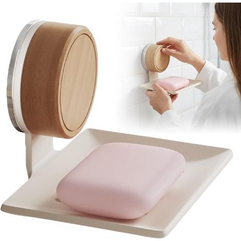 Ensemble de 2 porte-savons – accessoires de salle de bain – étagère de rangement – porte-savons – organiseur de lavabo – blanc crème – métal blanc crème (1/5)