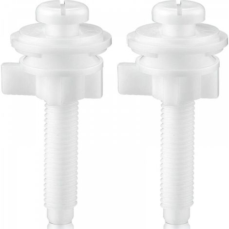 Kit de 2 vis de remplacement pour abattant de toilette, boulons en plastique avec écrous et rondelles en plastique, blanc (1/5)