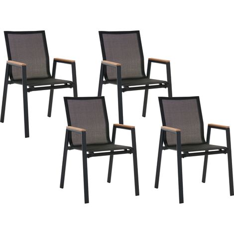 Gartenstuhl 4er Set TIANO Metall Schwarz (1/5)