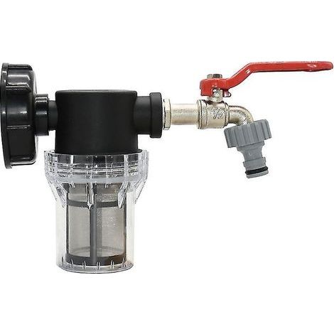 Adaptador de grifo para tanque de agua IBC, conector para cubo de 60 toneladas, bomba de riego de jardín, filtro para pistola de agua (3/4 con interfaz para manguera de plástico) (1/4)