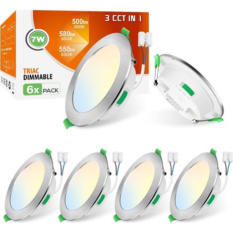 Spot LED Encastrable Extra Plat, 4W 310LM Dimmable IP44 Spot Etanche Salle de bain, Blanc Chaud 3000K Blanc Neutre 4000K Blanc Froid 6500K, Trou Φ55-68mm, AC220-240V, Lot de 6 (1/5)