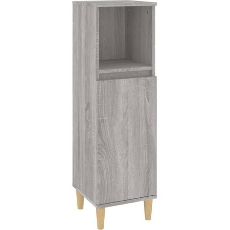 Mobile bagno moderno con vani contenitori flessibili 30 x 30 x 100 cm realizzato in legno composito Sonoma grigio 020048405
