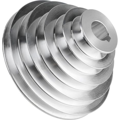 5-stage pagoda pulley, 24 mm bore, 54–150 mm outer diameter, aluminum pulley for V-belts type A, for motors and conveyor belts, 12.7 mm belt width (1/5)
