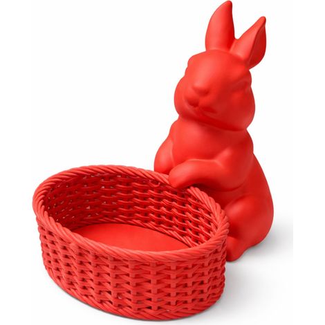 Decorazione pasquale: coniglietto rosso con cestino, ornamento natalizio (1/3)