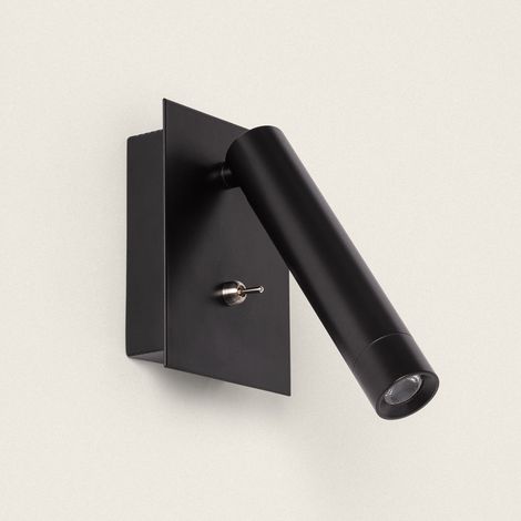 Lámpara de Pared LED 2.5W Cuadrada Aluminio con Puerto USB Gazny Negro Mate (1/5)