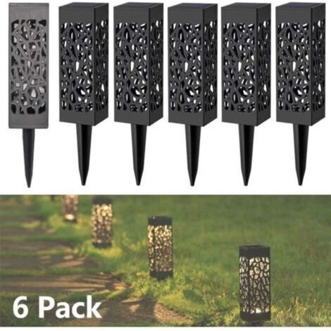 Lampadaires solaires extérieurs étanches pour jardin et aménagement paysager – Éclairage LED sans fil, allumage/arrêt automatique au crépuscule et à l’aube – Lot de 6