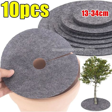 (25 cm, 10 pièces) Anneaux de paillis non tissés pour arbres, pots de fleurs, tapis protecteurs et hydratants pour plantes, barrière anti-mauvaises herbes respirante, coussins de protection pour plant