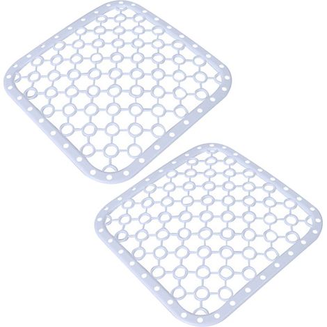 Grille d'évier en plastique, tapis de protection antidérapant pour la vaisselle, idéal pour la cuisine, la salle de bain, le sous-sol et le garage (blanc). (1/4)
