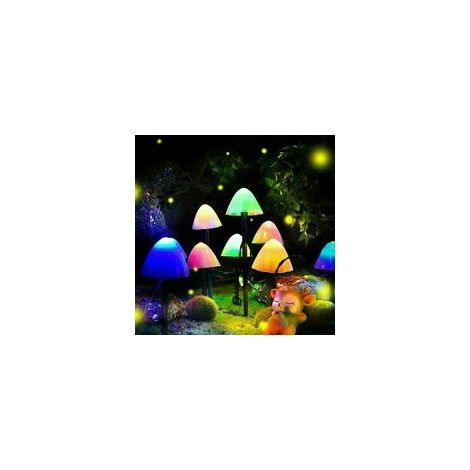 Lot de 3 guirlandes lumineuses solaires à 12 LED en forme de champignon, lampes décoratives colorées pour allée et jardin.-Crezuo