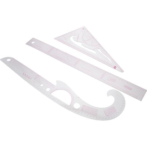 Lot de 3 Règles Couture en Plastique Comprenant Règle Droite Française et Outil Polyvalent pour Confection de Vêtements (1/5)