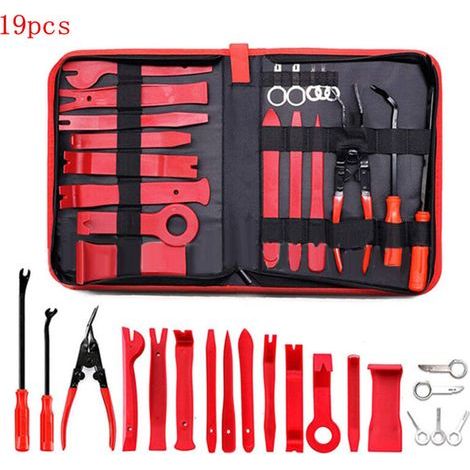 Kit d'outils de démontage des panneaux intérieurs de voiture Ausla (ensemble de 19 pièces, avec sac en toile). (1/5)