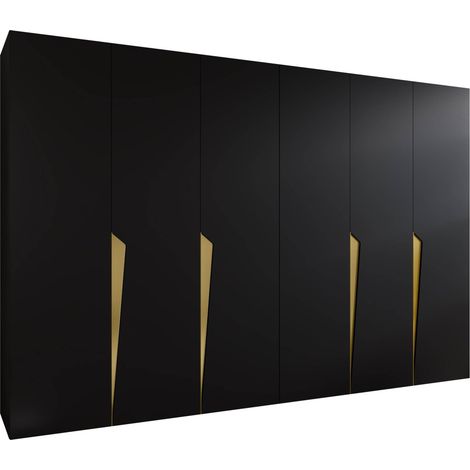 Armario Hartford 607, Negro, 202x300x52cm, Puertas de armario: Con bisagras, Número de estantes: 0 (1/5)