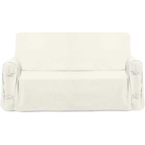 Soleil D Ocre – Housse de canapé en coton écru – Dimensions 90 x 205 x 60 cm – Style uni et classique – Protection contre l'usure