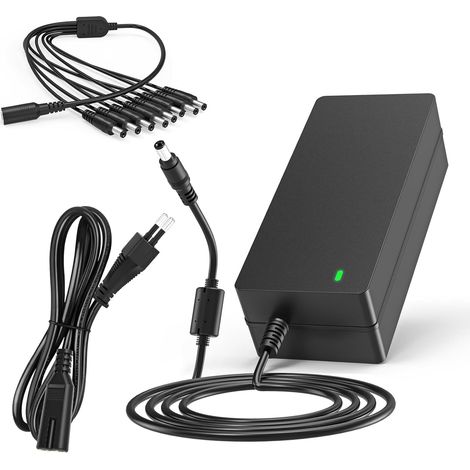 Alimentation 12V 5A, Adaptateur d'alimentation pour caméra de sécurité 12V avec câble diviseur d'alimentation 8 Voies pour IP et caméras BNC (1/5)