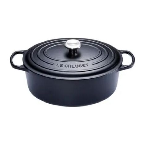 LE CREUSET Le Creuset Cocotte Signature en Fonte Émaillée avec Couvercle, 35 cm, Ovale, 8,9 L, 7,375 kg, Noir Mat, 21178350000430