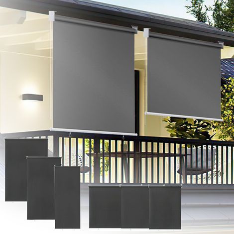 Wolketon Senkrechtmarkise 180x140 cm 2er Set Balkonmarkise Dunkelgrau Sichtschutz Sonnenschutz UV beständig wasserdicht Balkon Terrasse