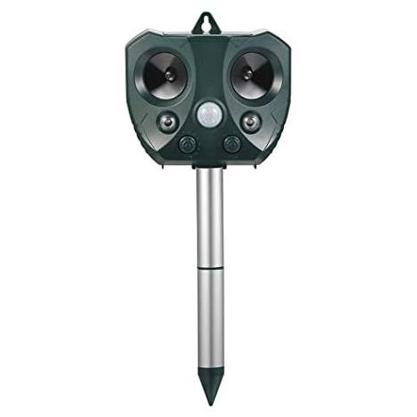 Répulsif ultrasonique pour animaux à énergie solaire, dissuasif anti-effaroucheur de chien renard chat imperméable extérieur piles avec 2 haut-parleurs la ferme terrain jardin - (1/5)