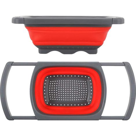 1 - Passoire - Silicone - Pliable Avec Poignées Réglables Pour Lavage De Fruits Et Légumes Cuisine Familiale Transparent 24x12cm