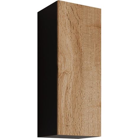 Armario de pared Vilrin VI, Negro + Roble wotan, 90x35cm, Número de puertas: 132cm, Aglomerado laminado