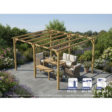 Pergola massive en bois Tours 510 x 420 cm - Maderland (1/4)